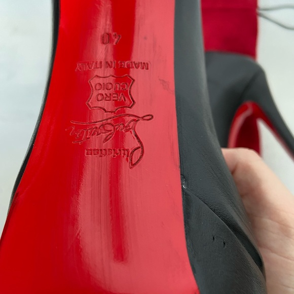 Christian Louboutin Military Black Leather Platform Booties - Picture 4 of 8